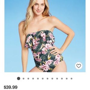 NWT  full coverage bandeau strapless floral suit